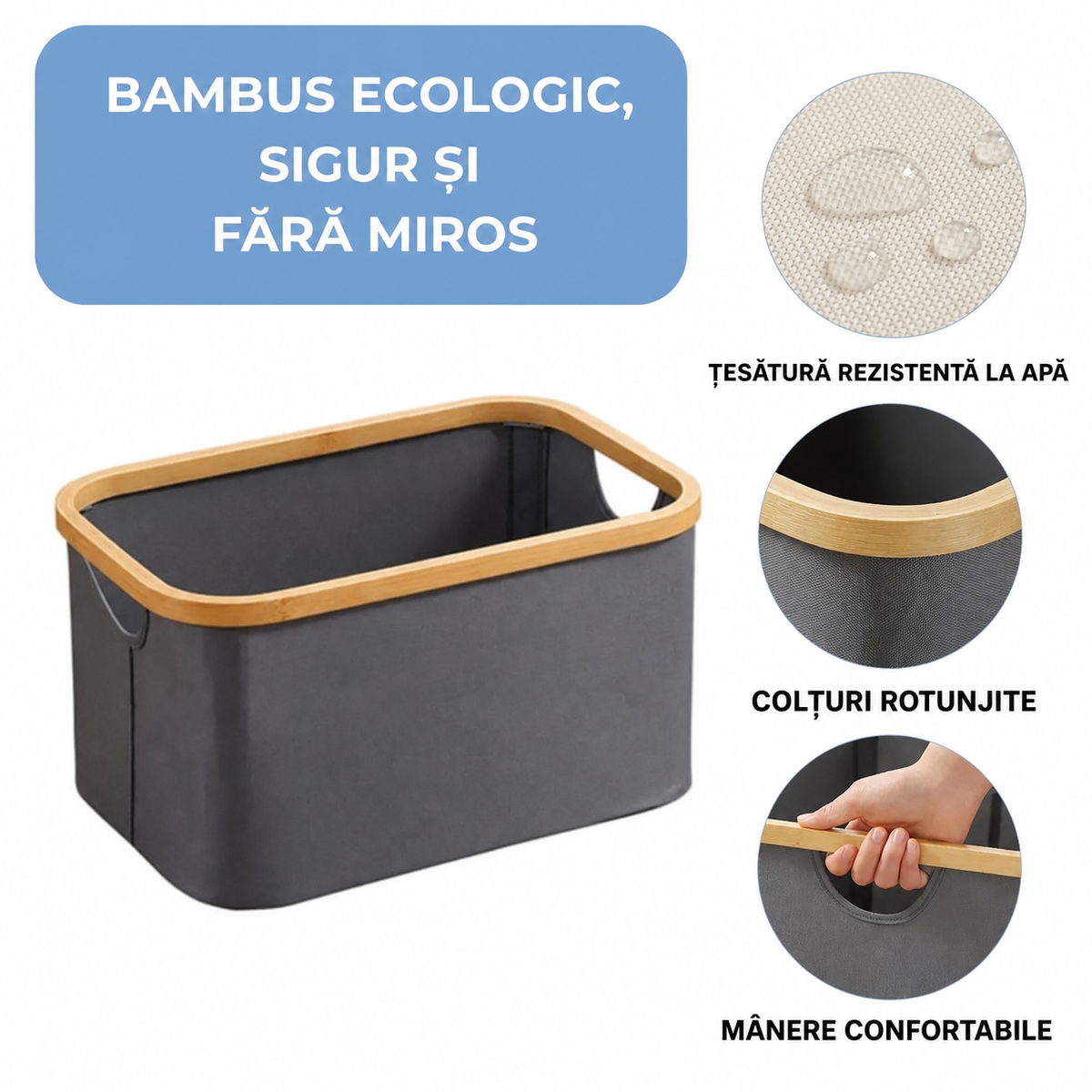 Coș de bambus stilat pentru mărunțișuri (91740001)