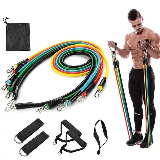 Set de 5 benzi de rezistență pentru exerciții, 100 kg, cu mânere (5731)