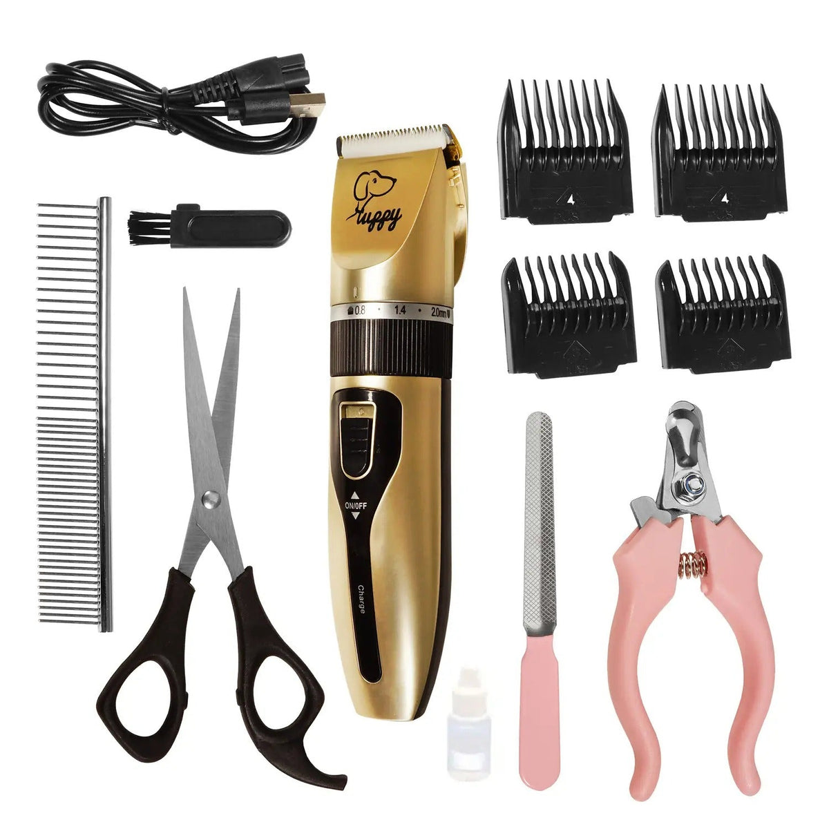 Set pentru tuns câini: foarfecă, mașină de tuns și pieptene (7606)