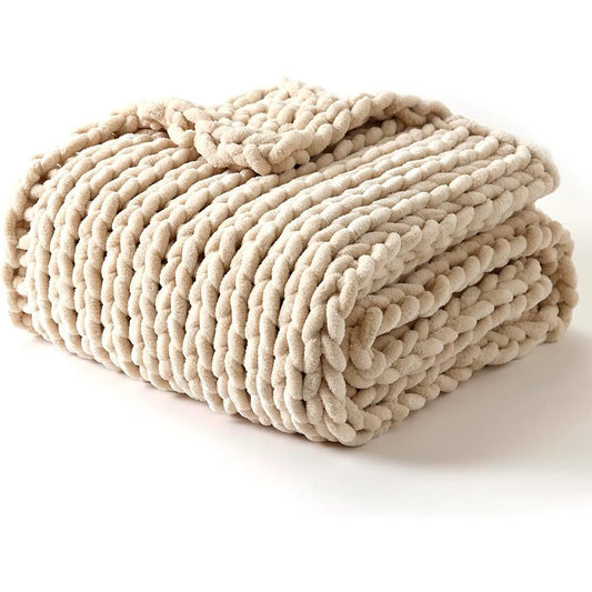 Pătură Chenille Împletită Bej 150x200 cm (90750001)