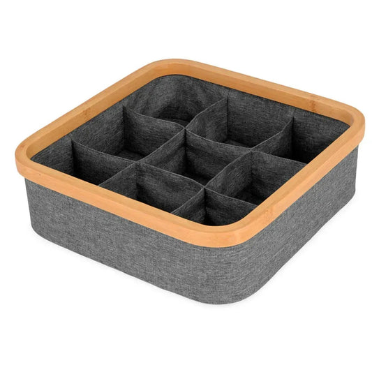 Organizator din bambus pentru lenjerie cu 9 compartimente, gri (91650001)