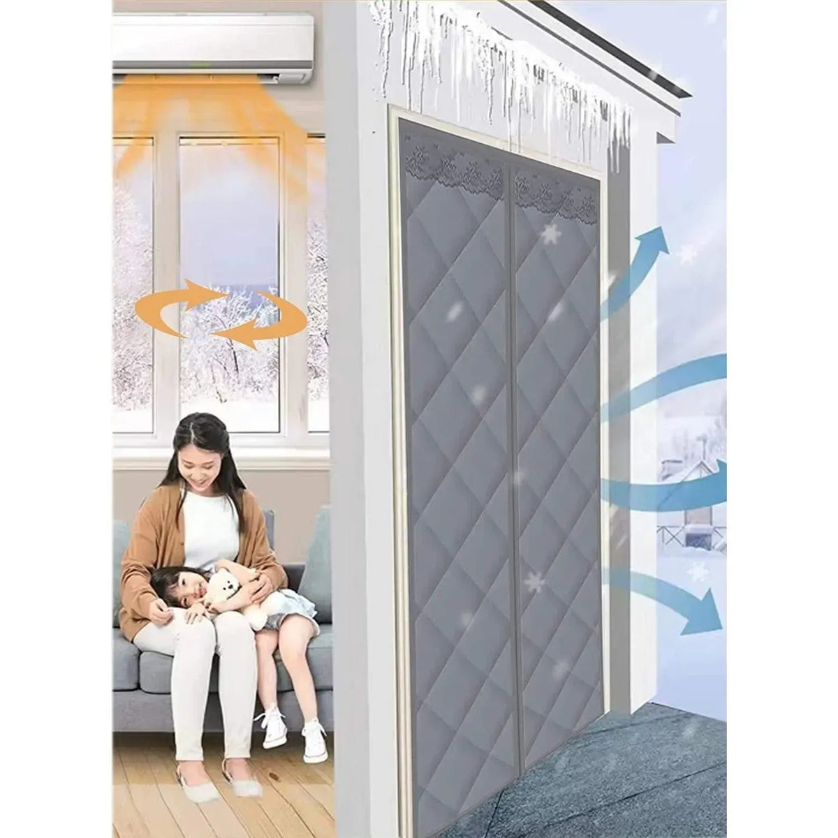 Perdea magnetică pentru ușă termică, culoare argintie 210х98 cm (83390002)