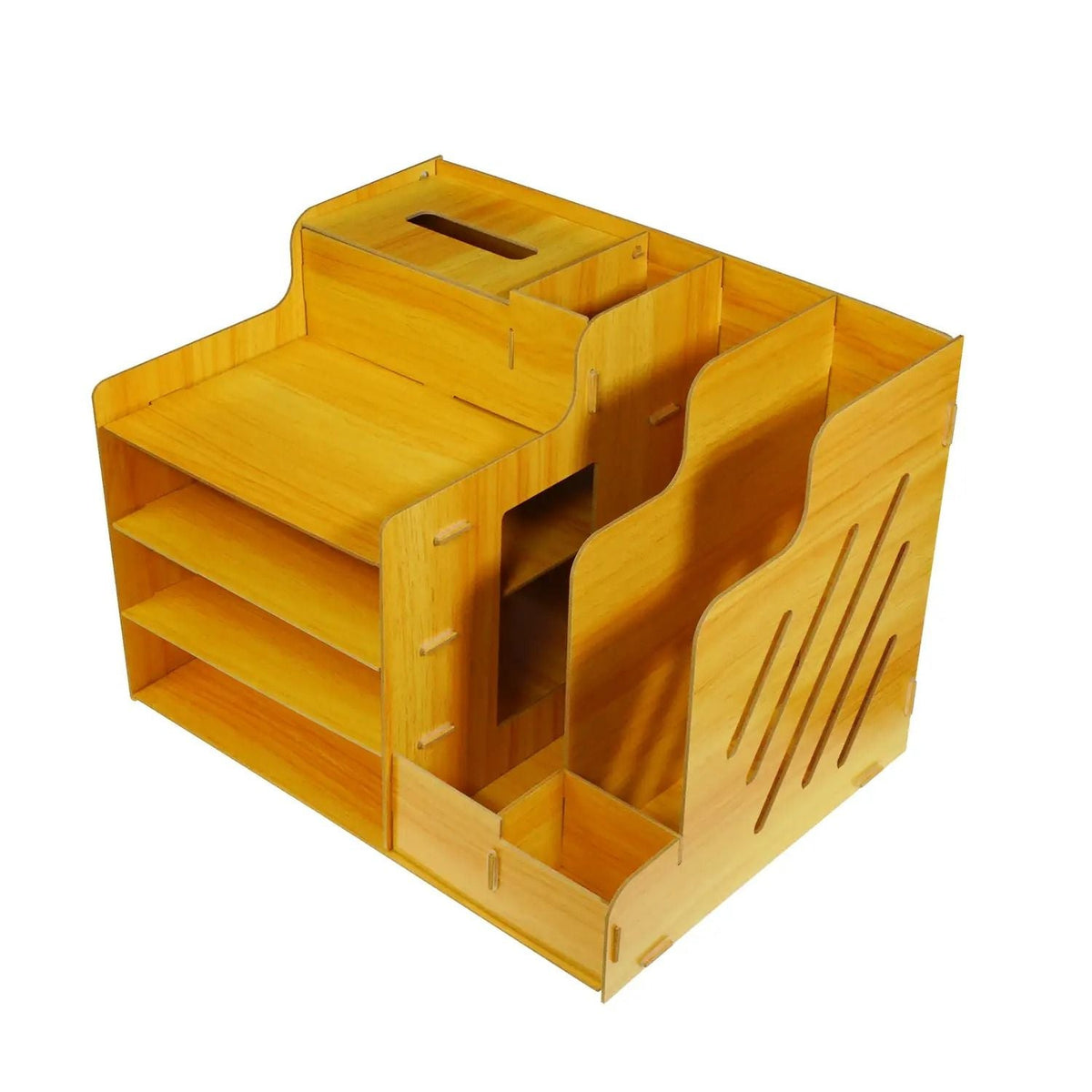 Organizator de birou din lemn - suport pentru pixuri și cărți (5790)