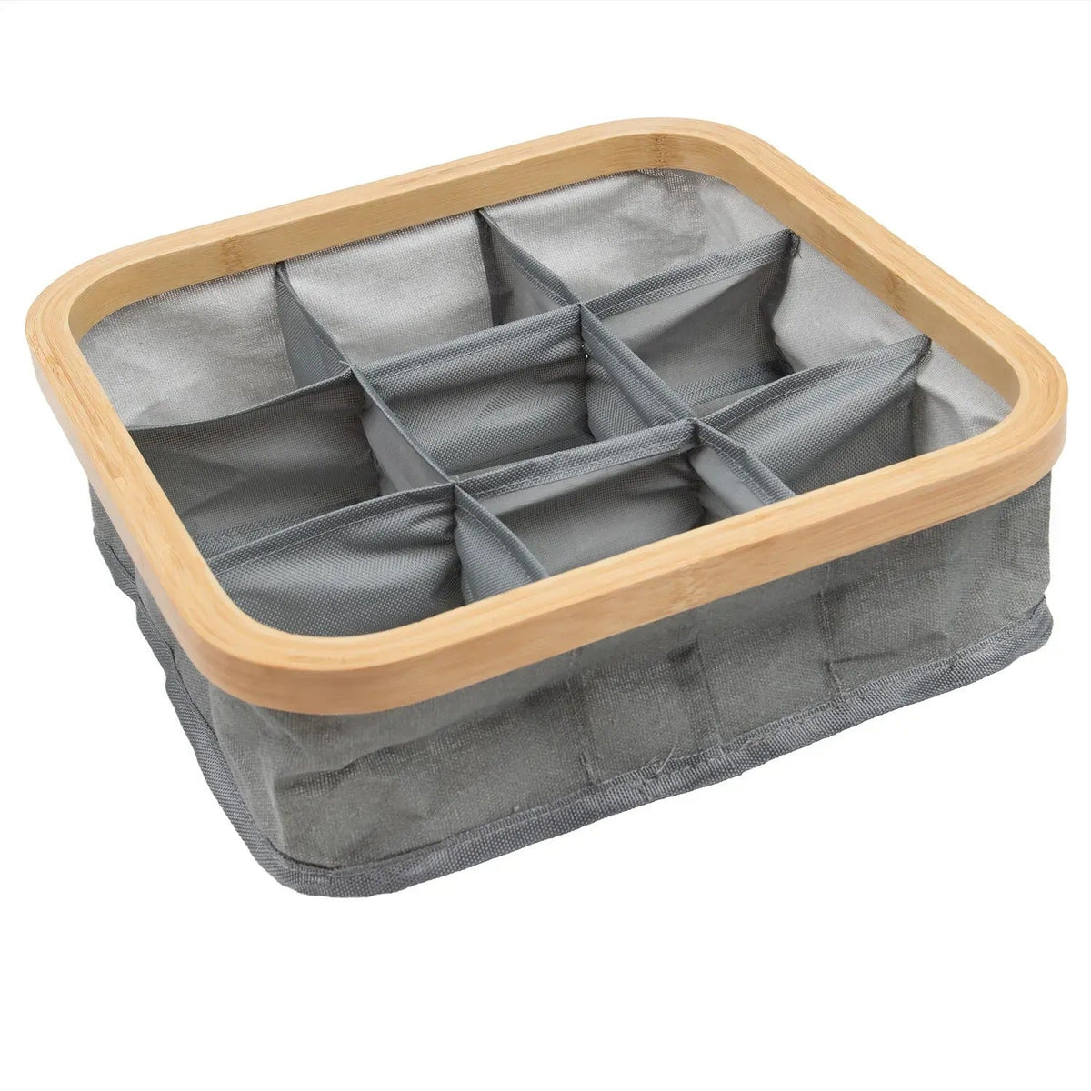 Organizator din bambus pentru lenjerie cu 9 compartimente, gri (91650001)