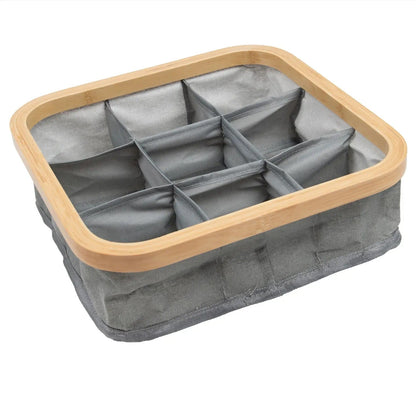 Organizator din bambus pentru lenjerie cu 9 compartimente, gri (91650001)