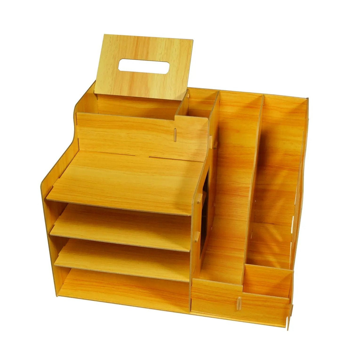 Organizator de birou din lemn - suport pentru pixuri și cărți (5790)