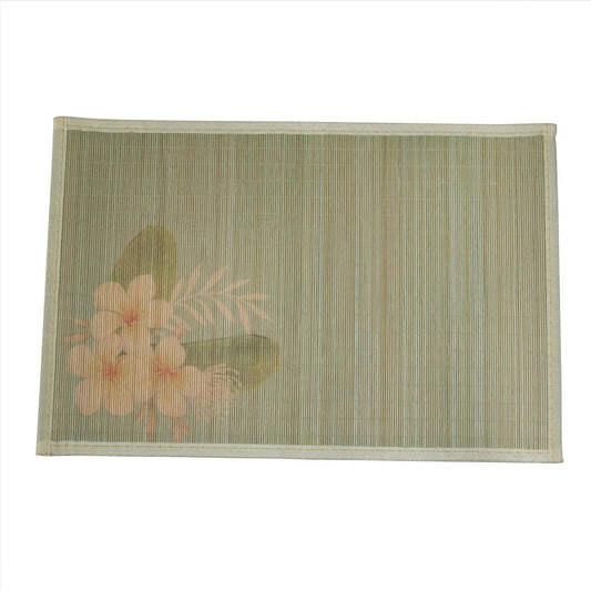 Covoraș de bambus 45x30 cm, verde măsliniu, cu flori (91640002)