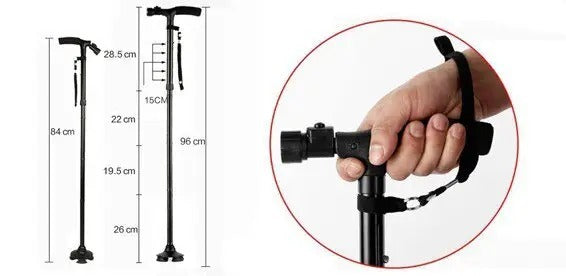 Baston Telescopic Pliabil cu Lanternă Reglabilă (C056)