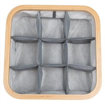 Organizator din bambus pentru lenjerie cu 9 compartimente, gri (91650001)