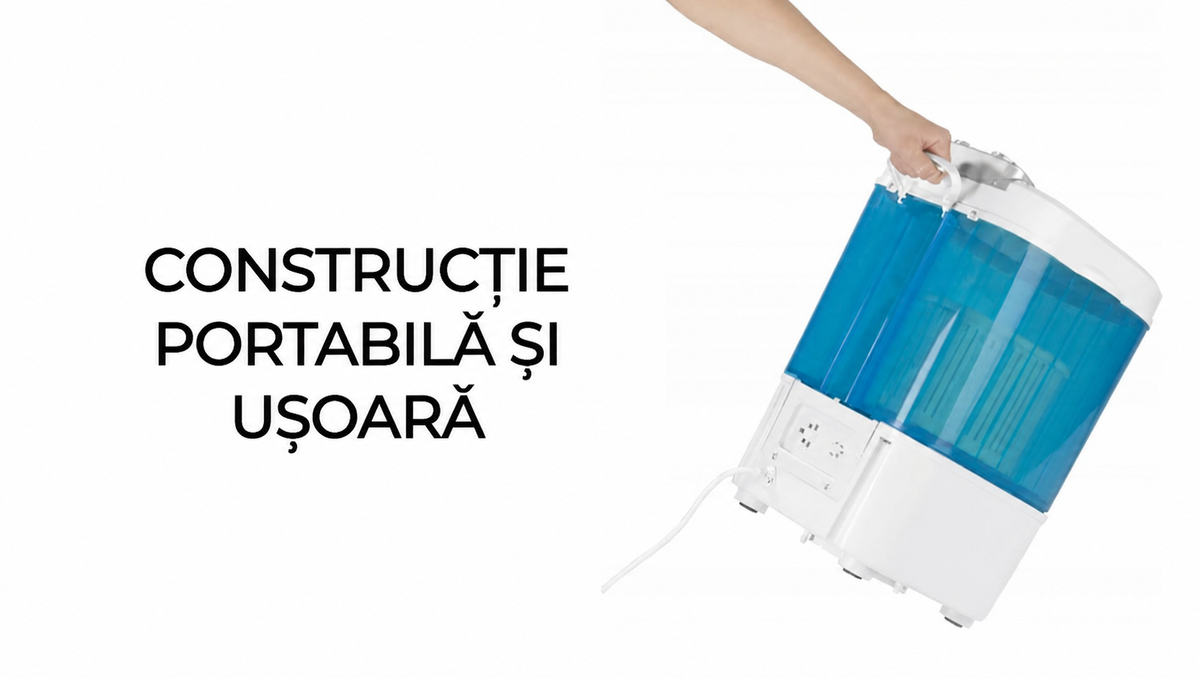Mașină de spălat portabilă de 260W cu funcție de spălare, clătire și stoarcere (5638)