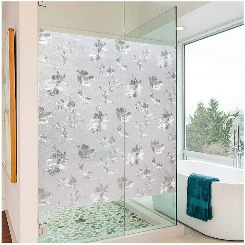 Folie de fereastră autocolantă 2m - Flori de hibiscus (60540005)