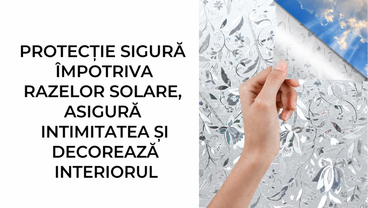 Folie de fereastră autocolantă 2m - Flori de hibiscus (60540005)