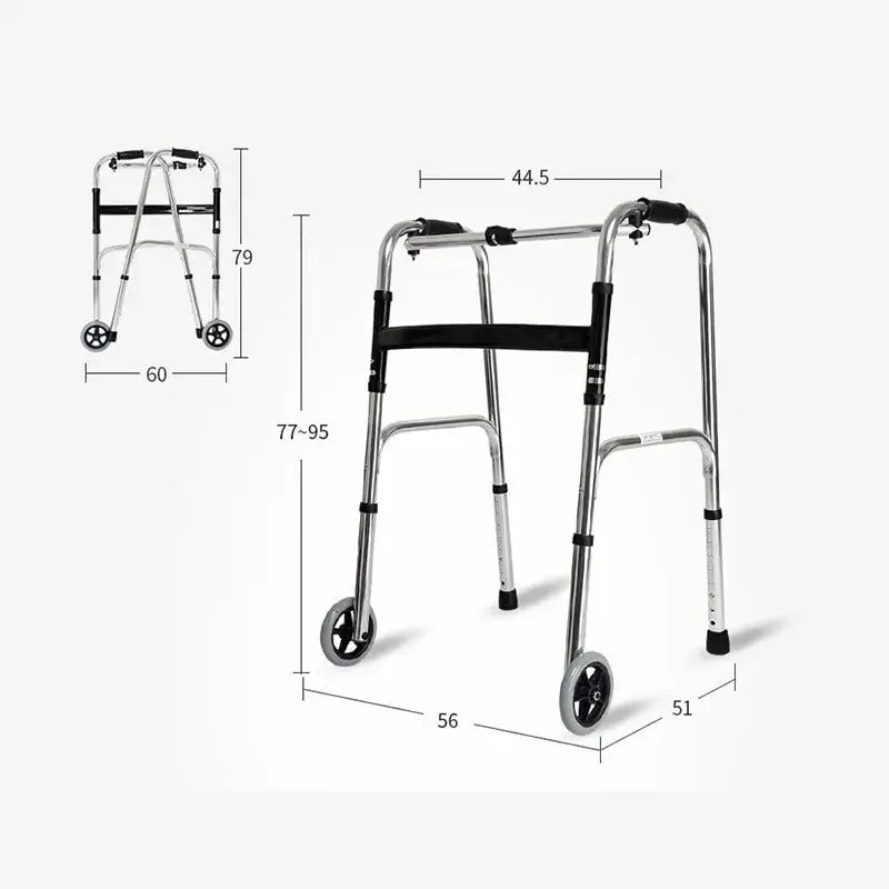 Cadru de mers pliabil cu 2 roți, ușor, pentru seniori (8022)