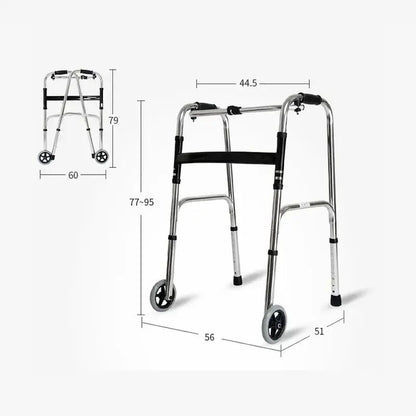 Cadru de mers pliabil cu 2 roți, ușor, pentru seniori (8022)