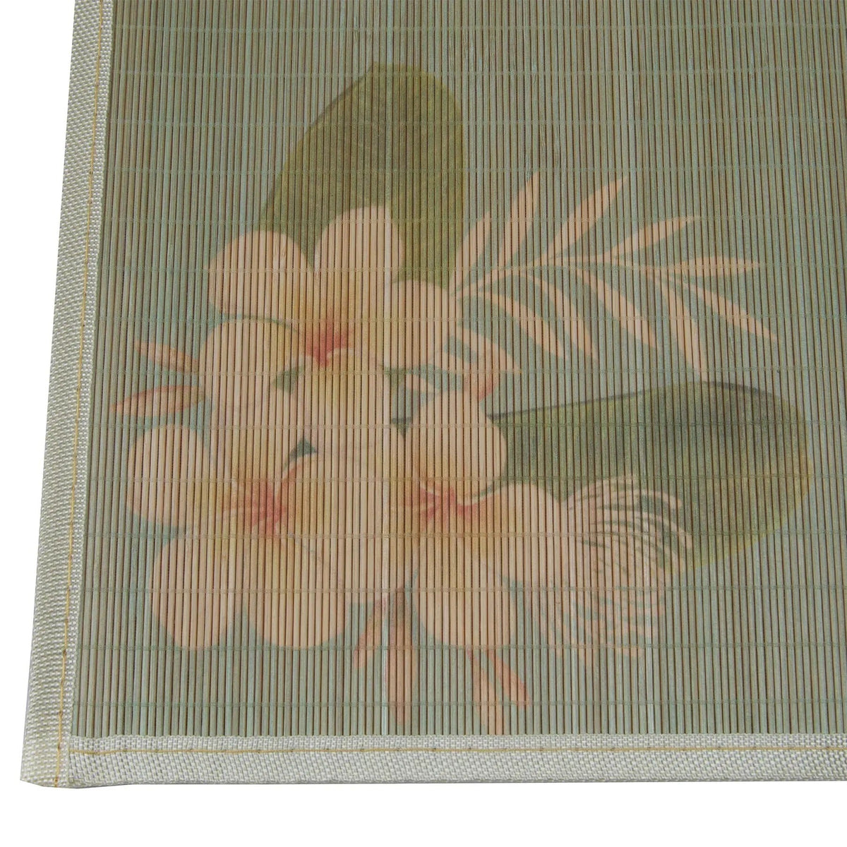 Covoraș de bambus 45x30 cm, verde măsliniu, cu flori (91640002)