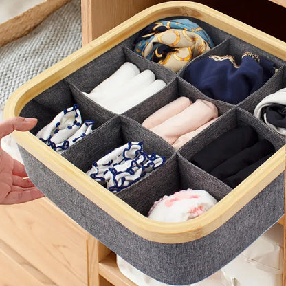 Organizator din bambus pentru lenjerie cu 9 compartimente, gri (91650001)