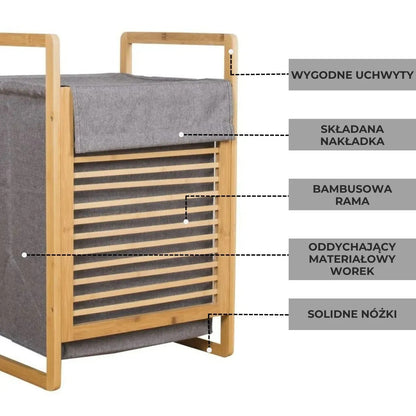 Coș de rufe din bambus 45L cu capac (91800001)