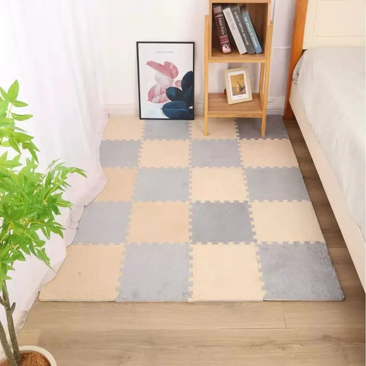 Covoraș de podea bej din pluș 30x30 cm - set de 10 bucăți (84220003)
