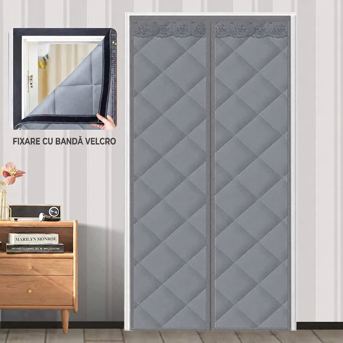 Perdea magnetică pentru ușă termică, culoare argintie 210х98 cm (83390002)