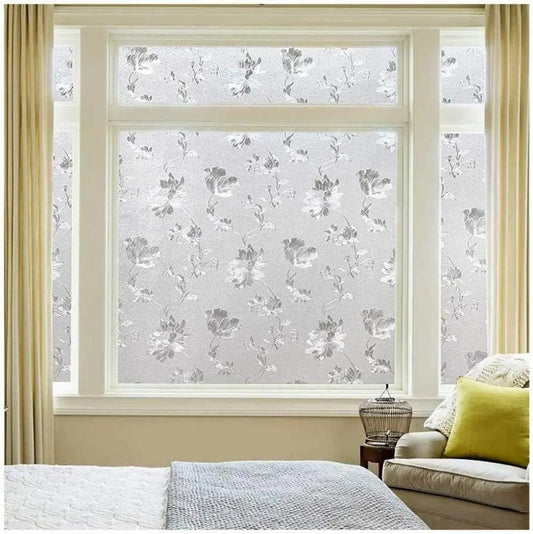 Folie de fereastră autocolantă 2m - Flori de hibiscus (60540005)