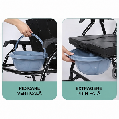 Cărucior de toaletă-duș pentru persoane cu dizabilități cu roți (8552)