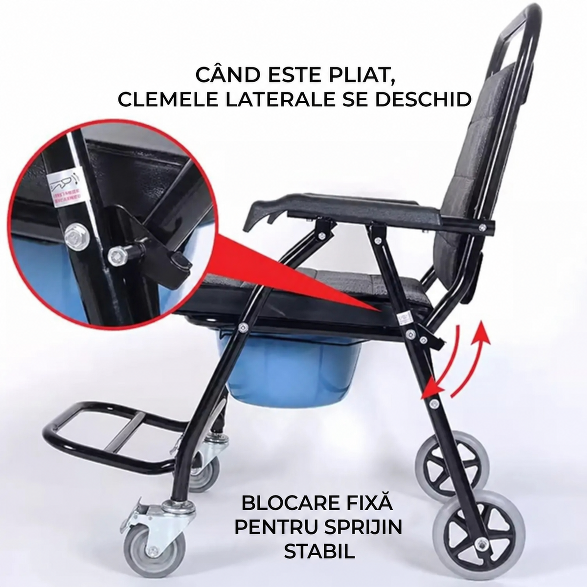 Cărucior de toaletă-duș pentru persoane cu dizabilități cu roți (8552)