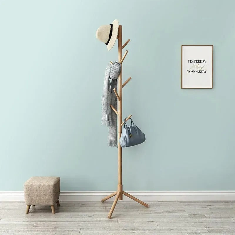 Cuier de podea din bambus cu 8 cârlige, design natural, montaj ușor (91810001)