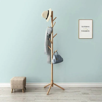 Cuier de podea din bambus cu 8 cârlige, design natural, montaj ușor (91810001)