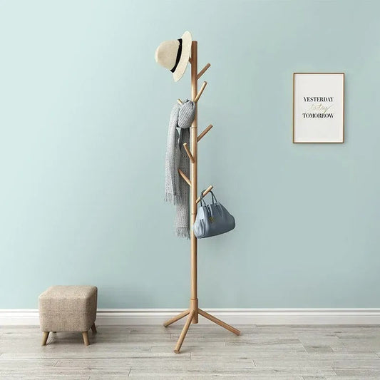 Cuier de podea din bambus cu 8 cârlige, design natural, montaj ușor (91810001)