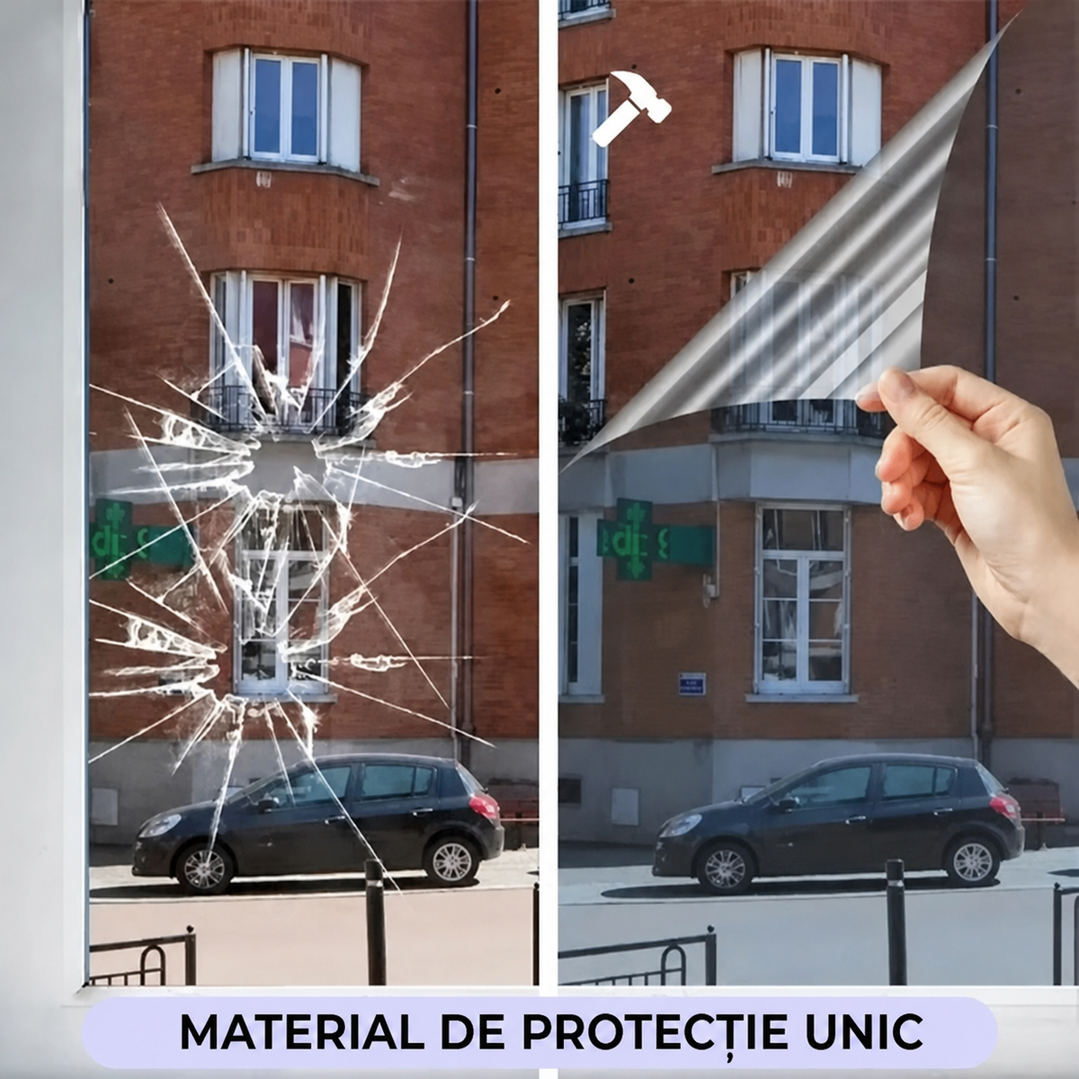 Folie de protecție autoadezivă pentru fereastră, rezistentă la impact 100x152 cm (89070001)