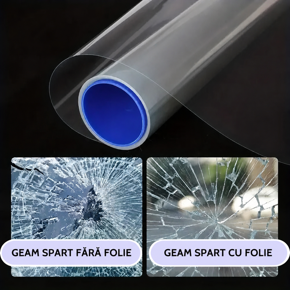Folie de protecție autoadezivă pentru fereastră, rezistentă la impact 100x152 cm (89070001)