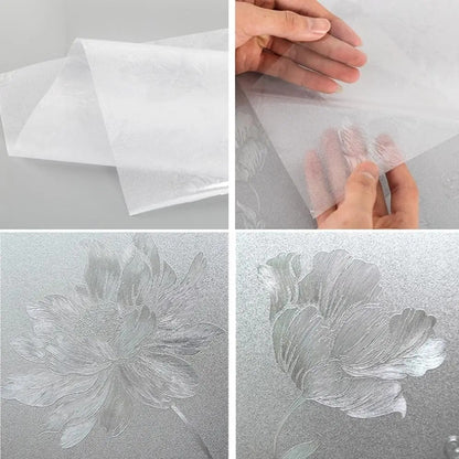 Folie de fereastră autocolantă 2m - Flori de hibiscus (60540005)