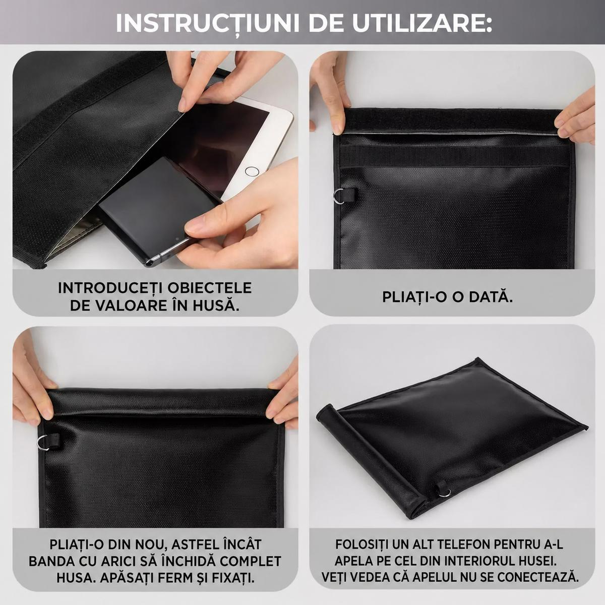 Husă Faraday pentru telefon cu blocare semnal GPS, Wi-Fi și RFID (89400001)