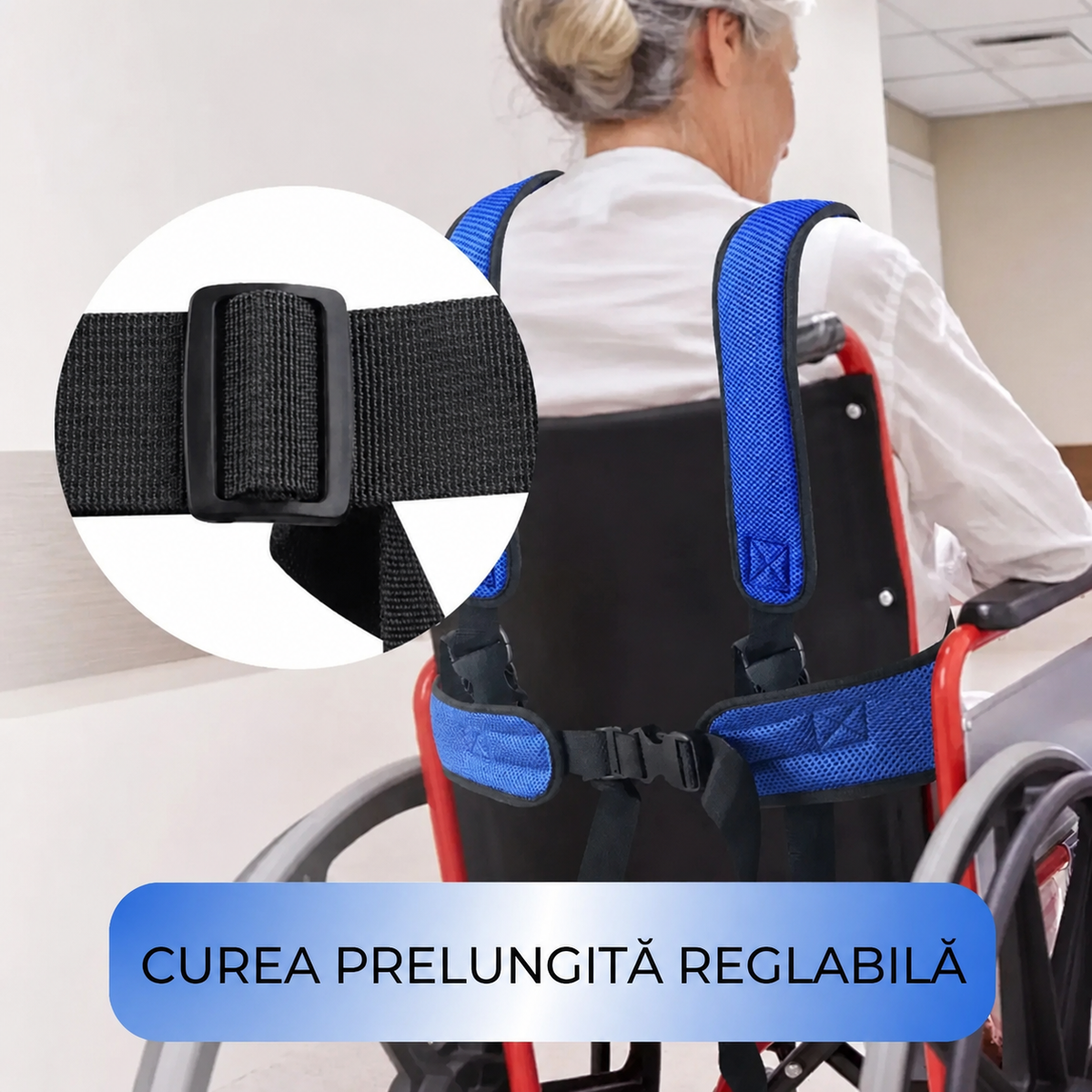 Centură de siguranță pentru scaun cu rotile - universală, rezistentă (89440001)