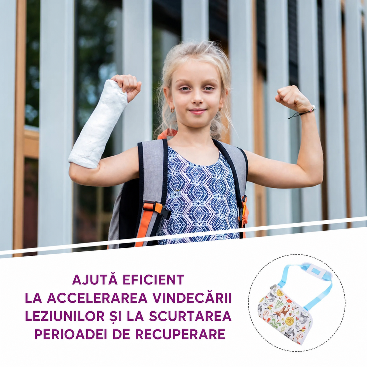 Eșarfă pediatrică pentru susținerea brațului, cu model (89650003)
