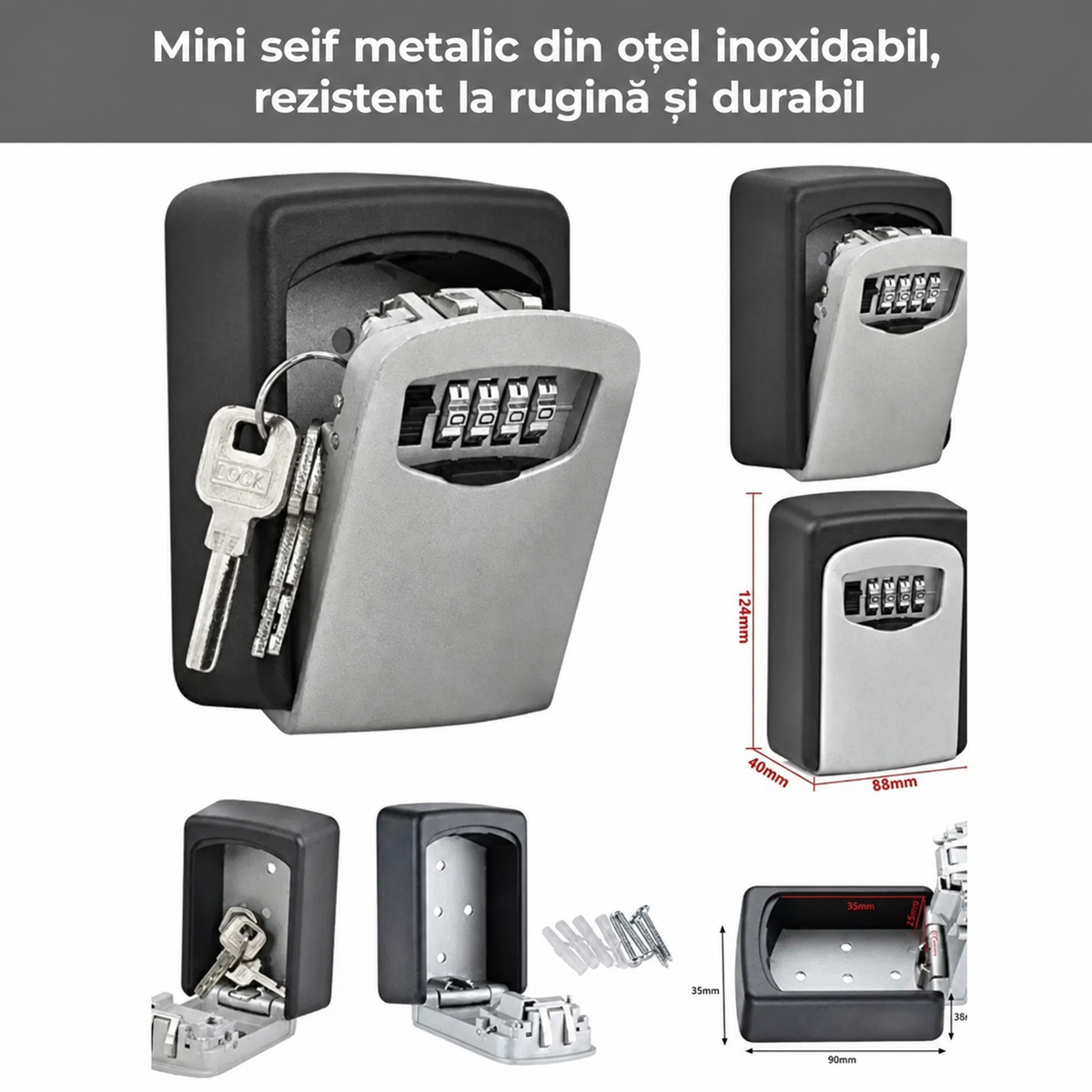 Mini Seif Metalic pentru Chei cu Cod Numeric (89850001)