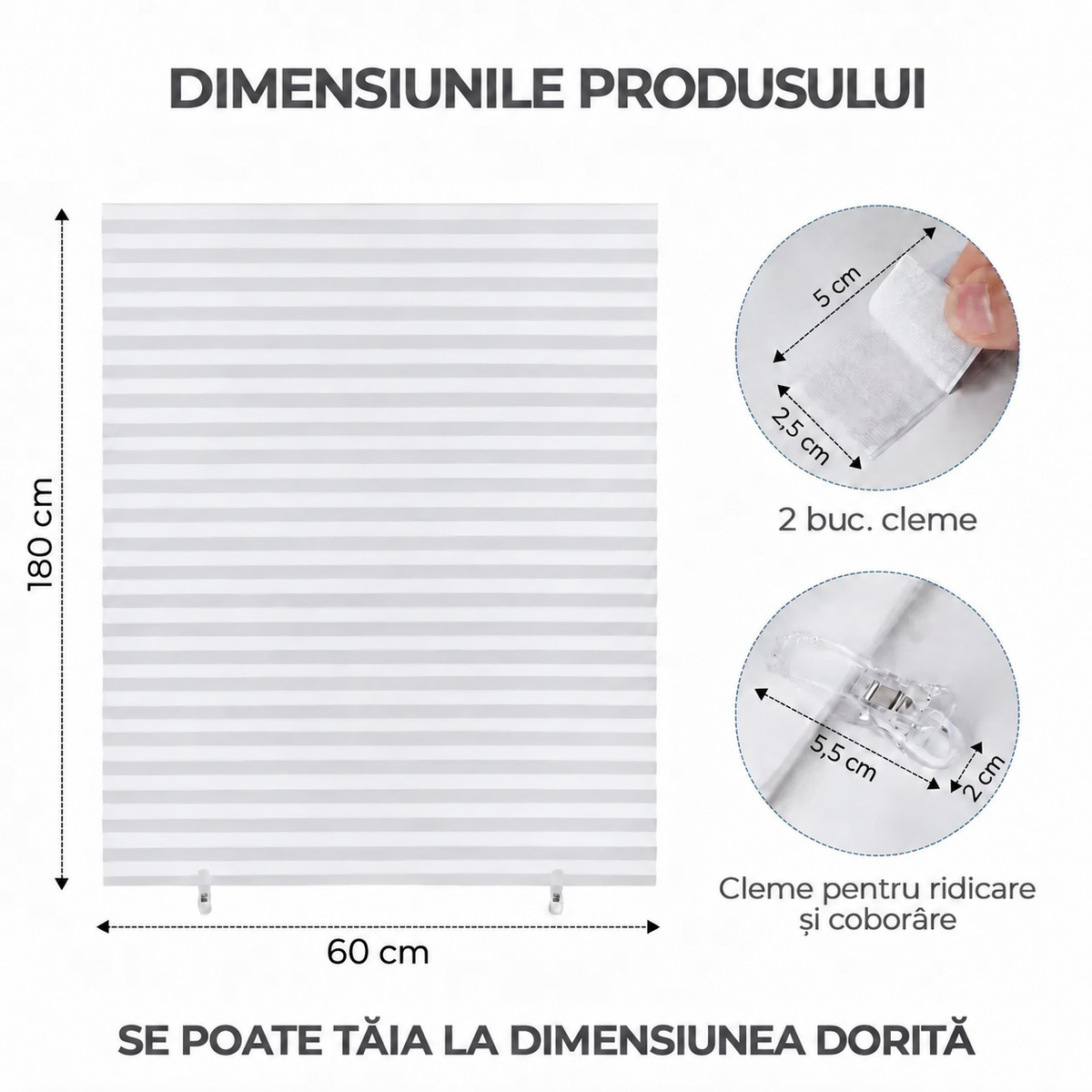 Jaluzele plisate din material nețesut pentru protecție solară, albe (89870003)
