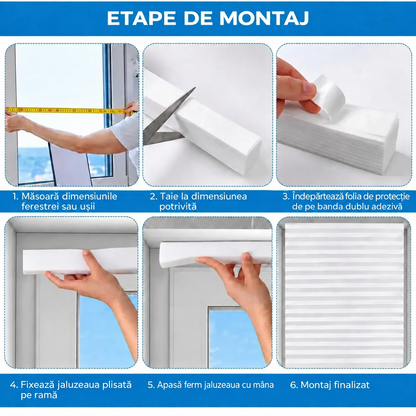 Jaluzele plisate din material nețesut pentru protecție solară, albe (89870003)