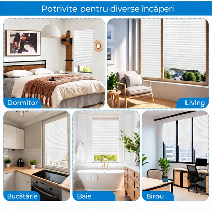 Jaluzele plisate din material nețesut pentru protecție solară, albe (89870003)