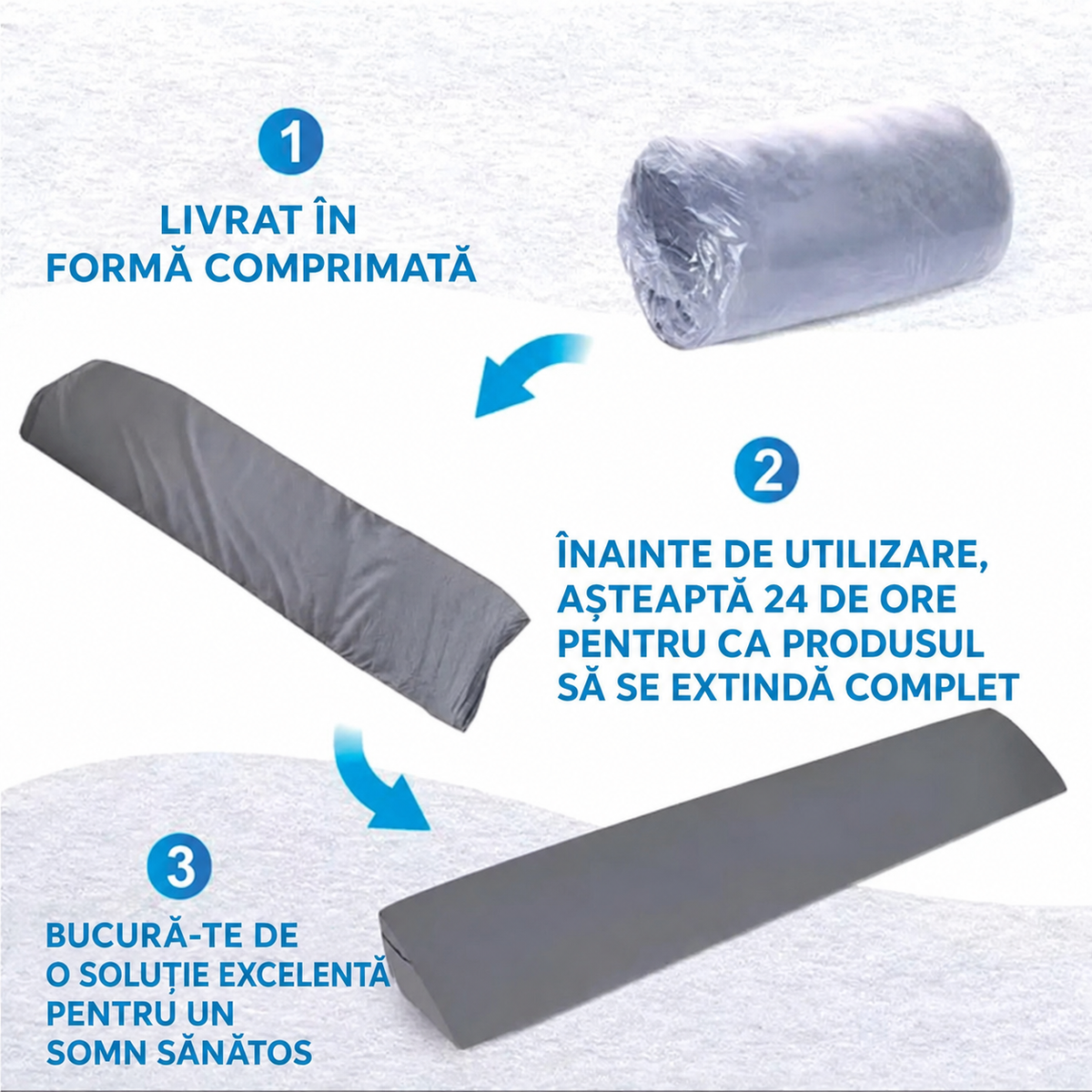 Pernă ortopedică tip pană, cu buzunar, pentru spate și cap (90420001)