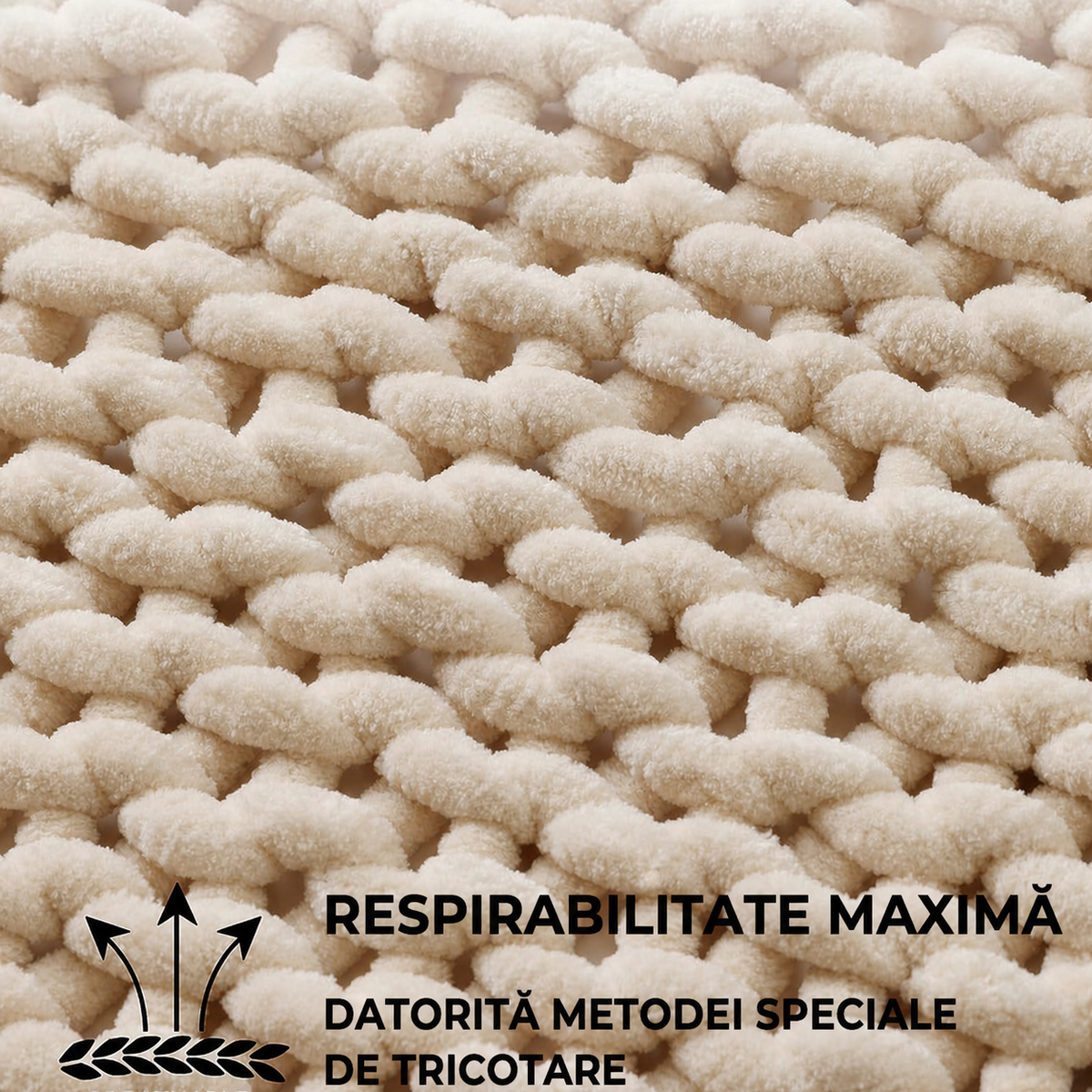 Pătură Chenille Împletită Bej 150x200 cm (90750001)