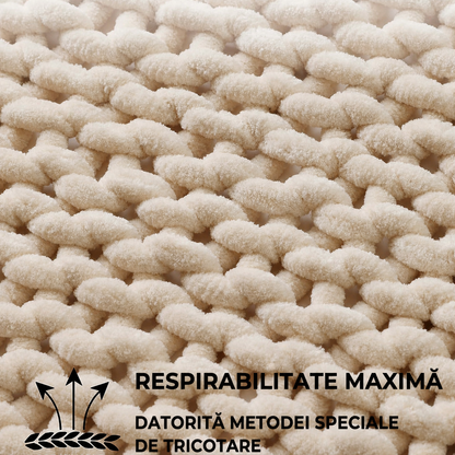Pătură Chenille Împletită Bej 150x200 cm (90750001)