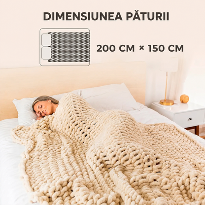 Pătură Chenille Împletită Bej 150x200 cm (90750001)