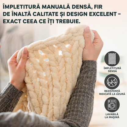 Pătură Chenille Împletită Bej 150x200 cm (90750001)