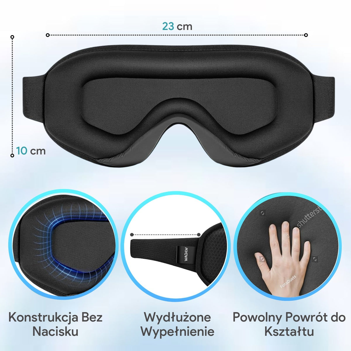 Mască anatomică 3D pentru ochi cu dopuri de urechi incluse (90760001)