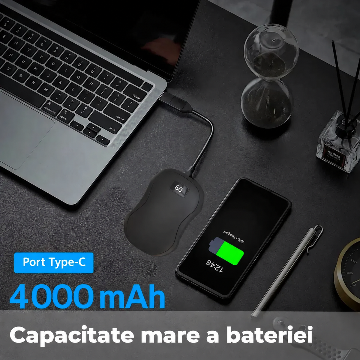 Încălzitor de mâini de buzunar cu powerbank de 4000 mAh (90790001)