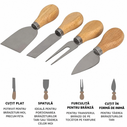Placă de bambus pentru servirea brânzeturilor și a mezelurilor cu cuțite - set elegant (91720001)
