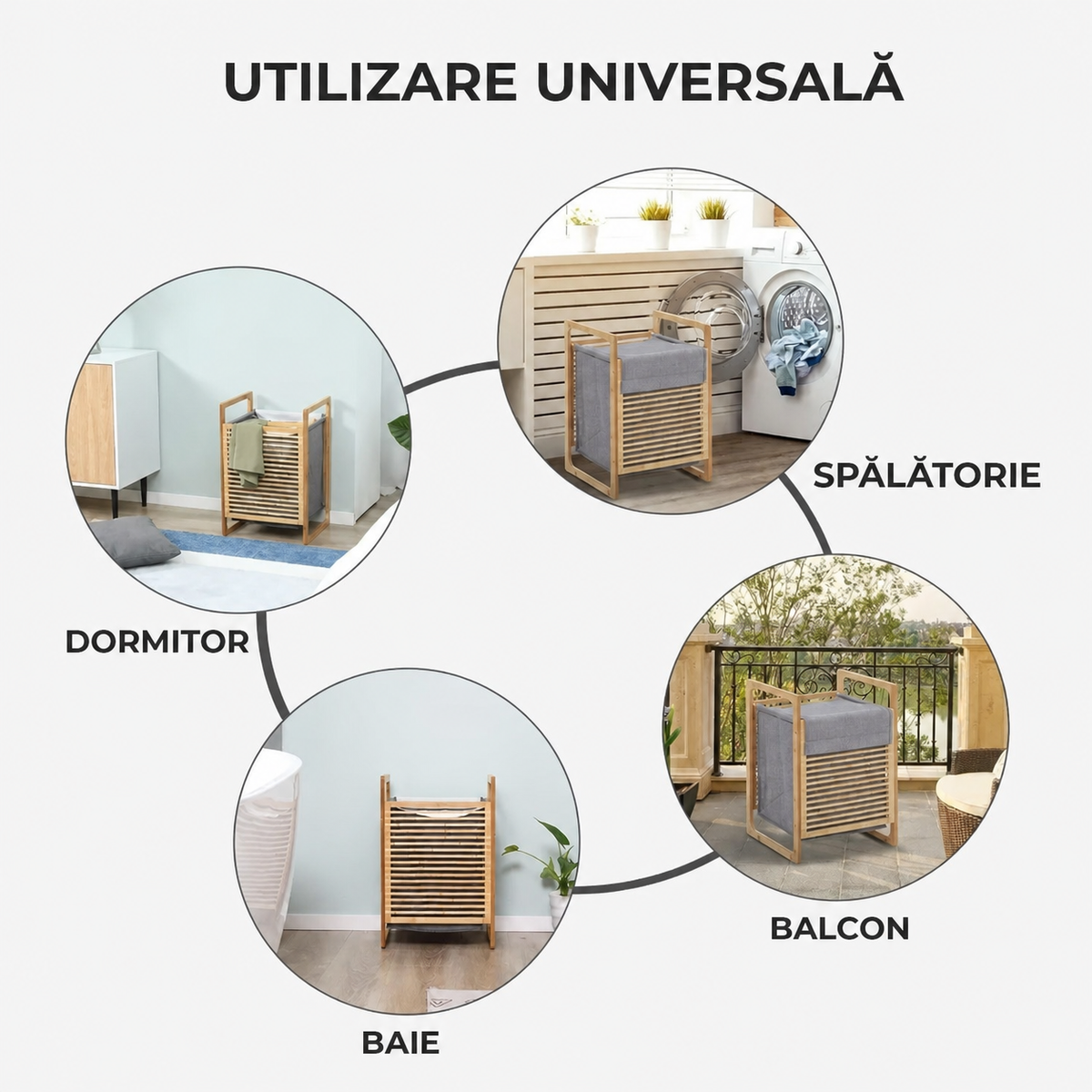 Coș de rufe din bambus 45L cu capac (91800001)