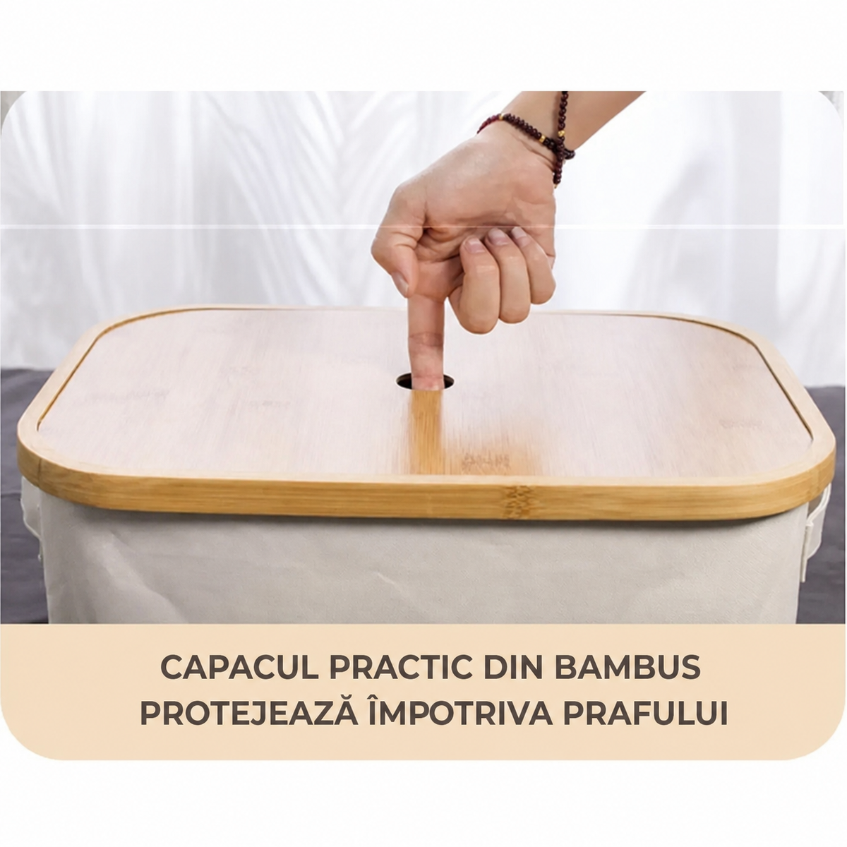 Coș de depozitare din bambus cu capac (91870001)