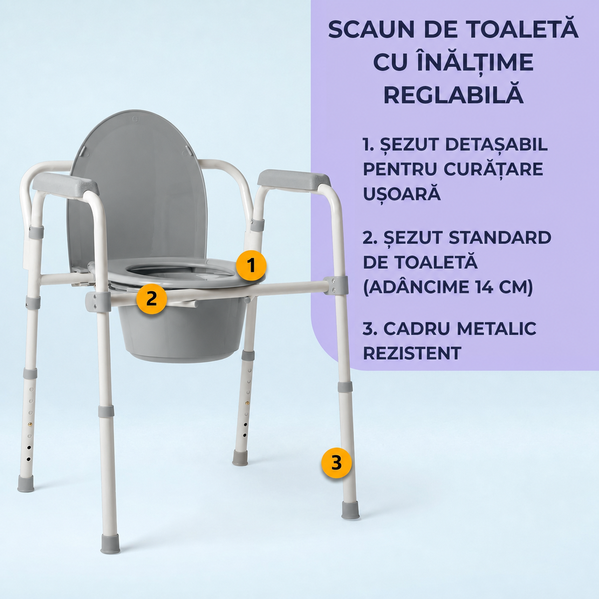 Scaun de toaletă Airm Health cu reglaj pe înălțime (91890001)